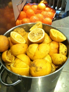 2 of these of orange and lemon peels plus another large bowlful. This is a 19L stock pot for reference.