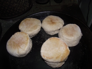 You can make English Muffins with sourdough bread dough too, just roll into balls or cut with a scone cutter and fry lightly in a pan.